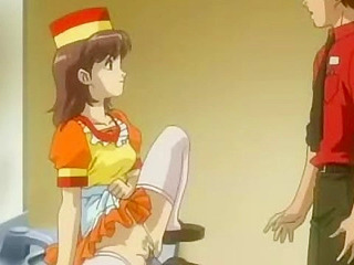 Menu XXL 3 - Burger shop manager bangs anime teen employee in bathroom