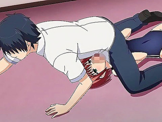 Cute anime teen in swimsuit gets her face fucked in the locker room