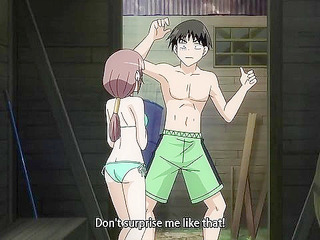 Teen dude fucks his busty japanese girlfriend while his horny neighbor spies on him