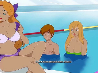 Milftoon Drama - Cartoon babes fuck in the public swimming pool - game walkthrough