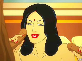 Savita Bhabhi - Busty mature cartoon indian woman sucks the dick of two young guys