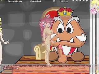 Busty brown princess from mario fucks all the monsters
