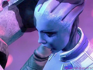 Fallen Heroine - Monster from Mass Effect with a big dick face fucks Liara T'soni