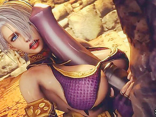 Busty slave girl gets her pussy split open by monster demon cock