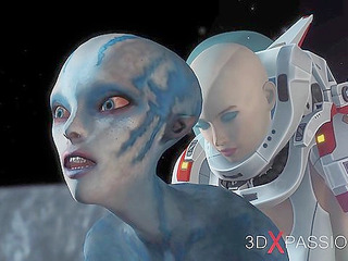 Hot sex on the exoplanet - An alien gets fucked by a spacewoman with strapon