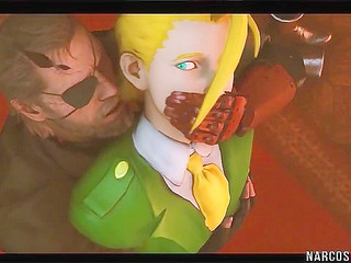 Blonde Cammy from Street Fighter gets thigh fucked by dirty general